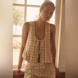 Anthropologie NWT Lyrebird Pintuck Flannel Vest Large